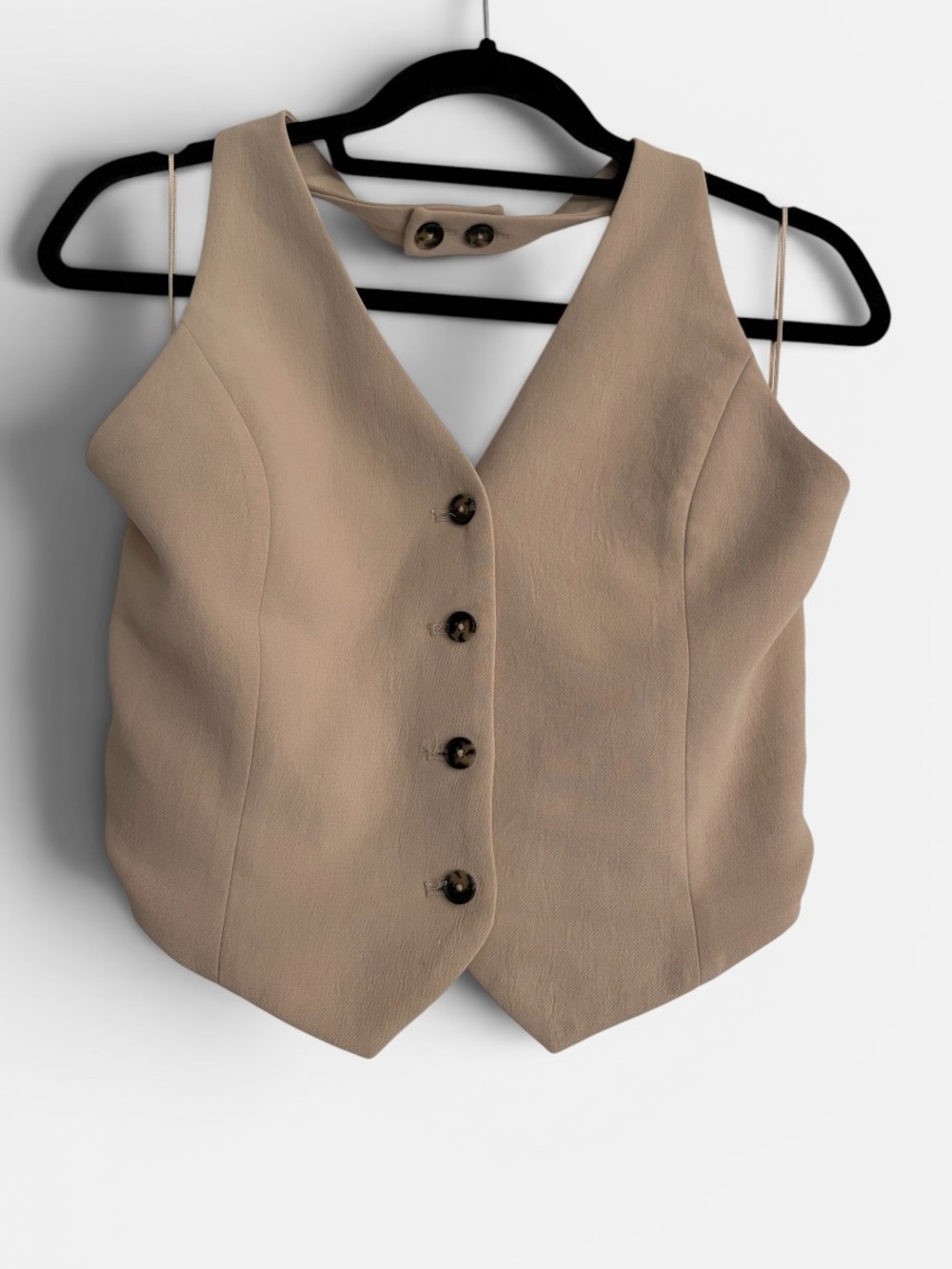 Wilfred Beige Vito Vest Crepette Tailored Button-Front Vest Top